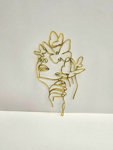 Gold Abstract Side Body Profile Butterfly Cake Topper STYLE 5