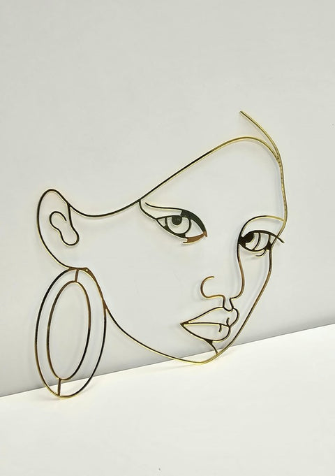 Gold Abstract Girl With Earing  Cake Topper STYLE 1