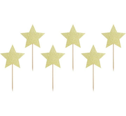 Gold Stars Cupcake Toppers (Pk of 6)